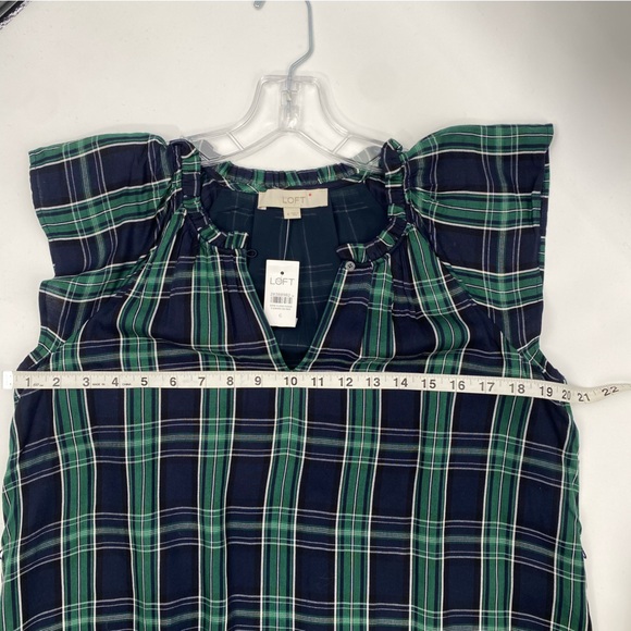 LOFT Green Black Plaid Short cap sleeve dress size 6 - Picture 9 of 10